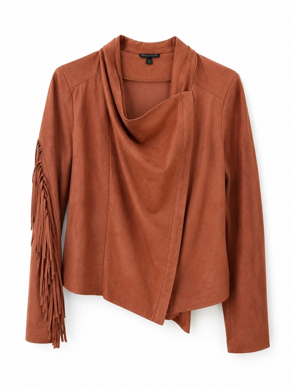 Shyanne Faux Suede Fringe Moto Jacket Rust Brown Size Small Western